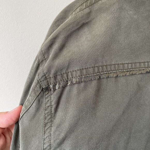 FREE People Off Campus Button Up Shirt Collared Long Sleeve Casual Army Green XS - Picture 4 of 10